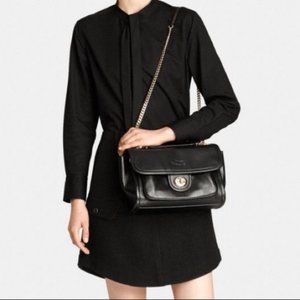 Coach Ranger Flap bag Black leather with Gold hardware